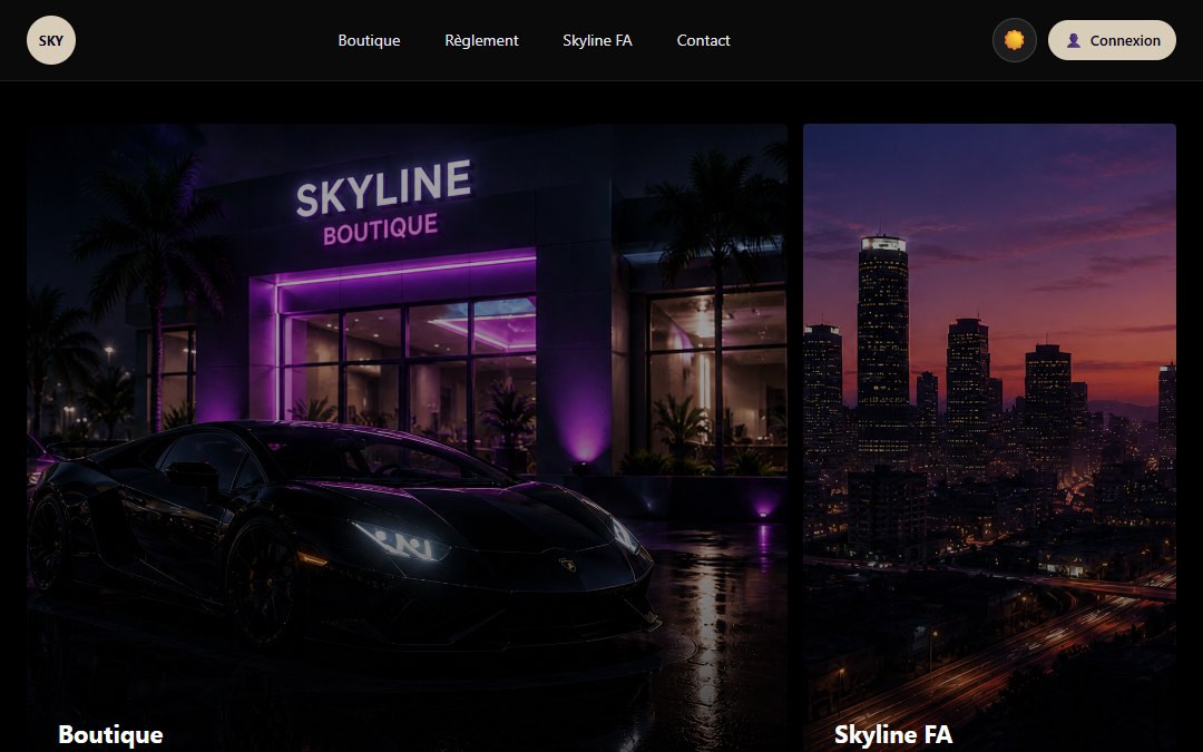 Aperçu du site du serveur FiveM Skyline FA
