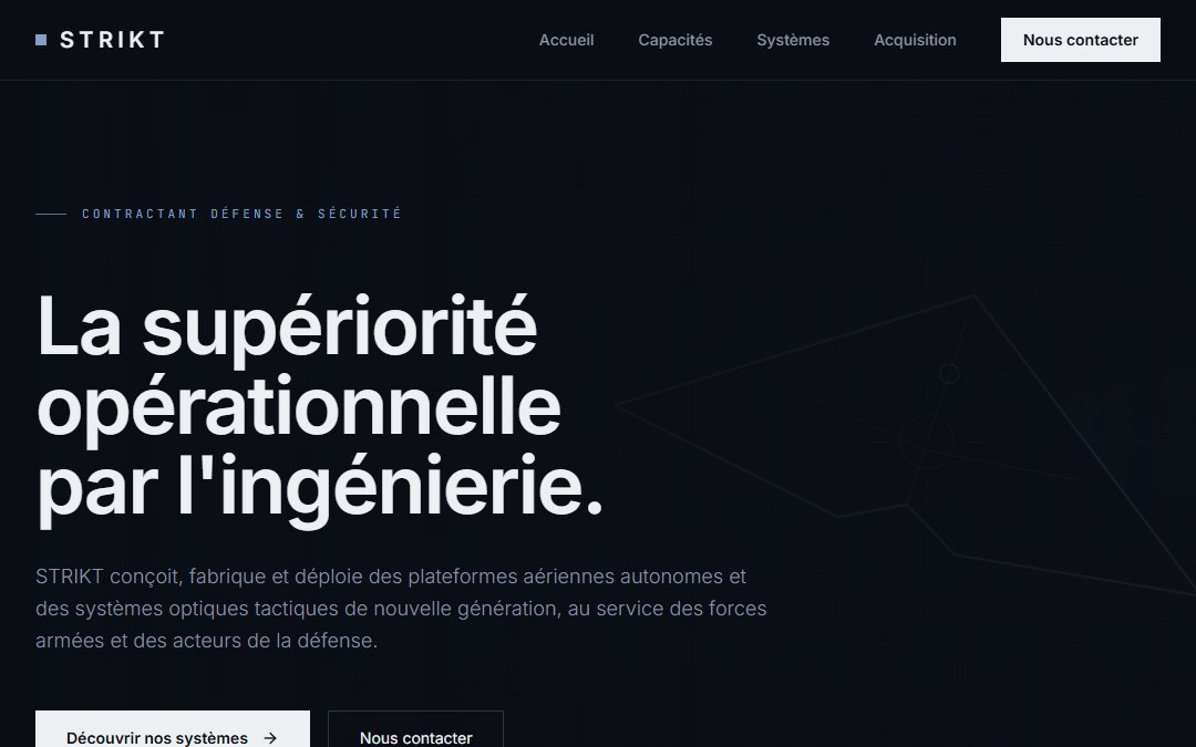 Aperçu du site industriel STRIKT, ingénierie de défense